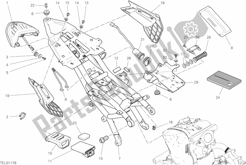All parts for the Rear Frame Comp. Of the Ducati Supersport Thailand 950 2020